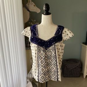 Maeve Palm Springs Fringed Blouse NWOT